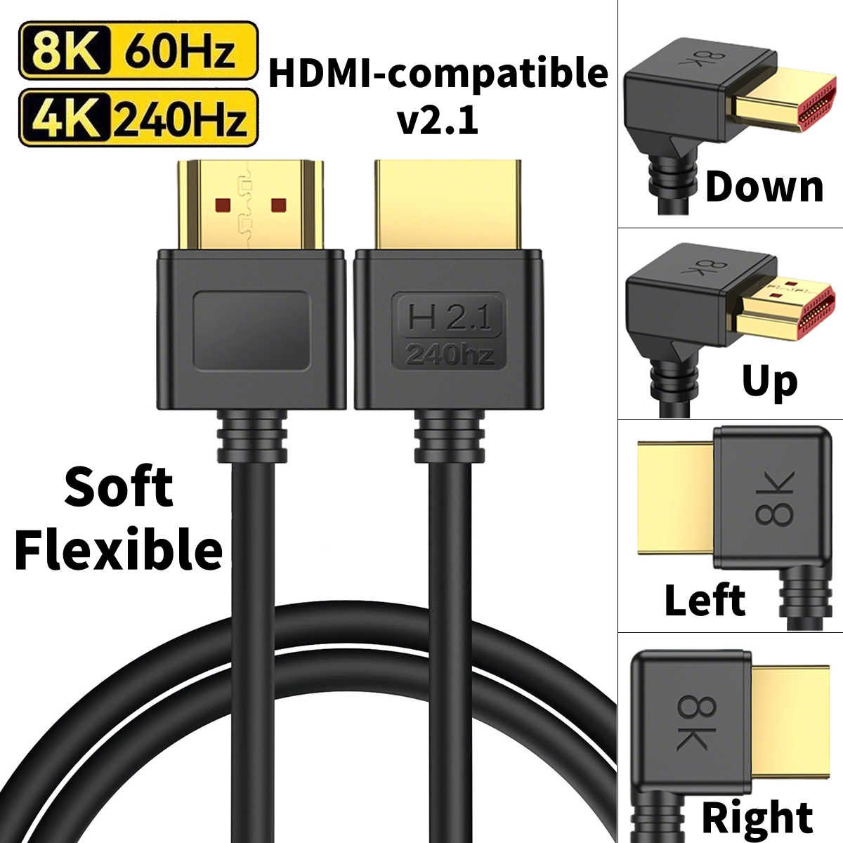 Hdmi Cable 2.1 - 90 Degree Up/Down/Left/Right Angle HDMI-compatible 2.1