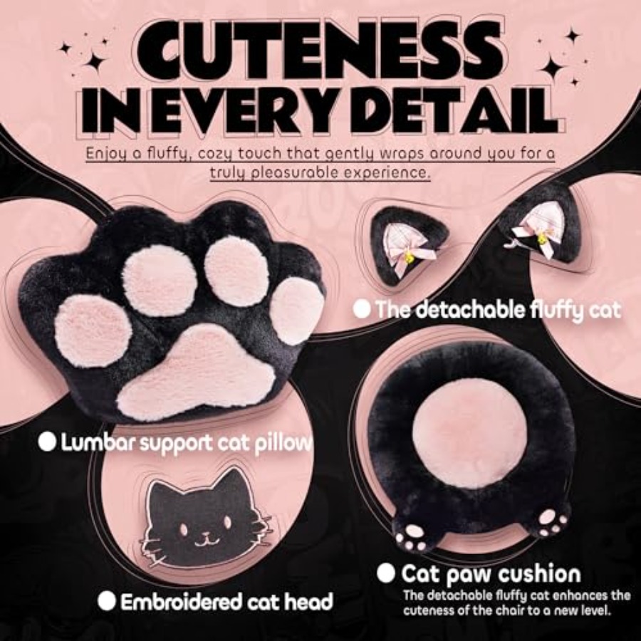 Pink gaming chair with cat ear - Gaming Chair Cushion recension och pris
